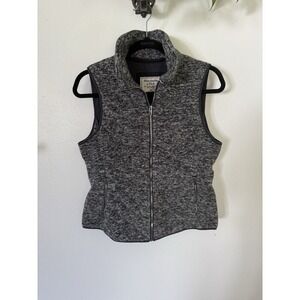 Abercrombie & Fitch Vest Womens Medium Gray Sleeveless Full Zip Fleece Casual